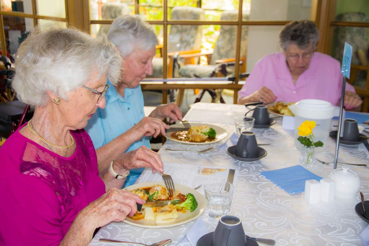 Residents enjoying their meal after cooking demonstration